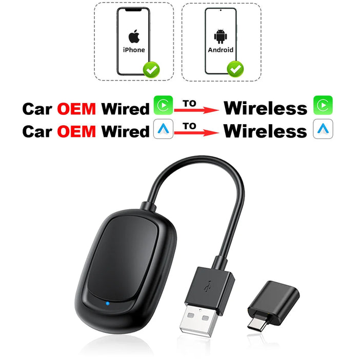 Type A 2 in 1 Wireless CarPlay Apple Car Play and Android Auto Adapter KW Life Products