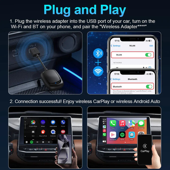 2 in 1 Wireless CarPlay Apple Car Play and Android Auto Adapter KW Life Products